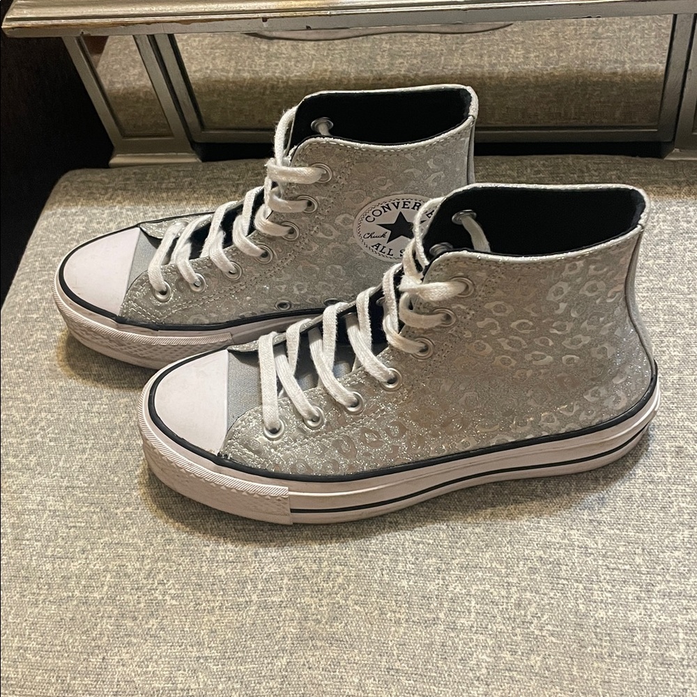 Converse Women's Leopard Silver High-Tops